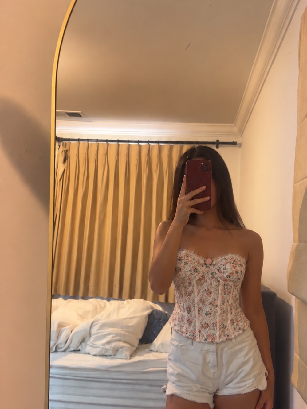 Strapless Floral Corset Top - Pink Floral